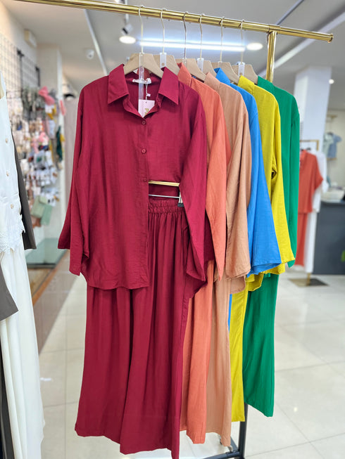 Casual Collar Down Wide Sleeves Shirt With Pants